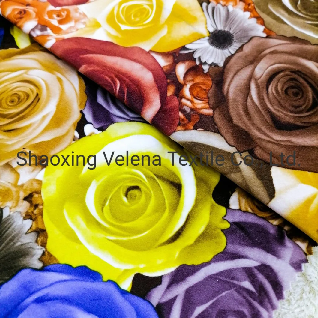 High Quality Cheap Upholstery Furniture Fabric for Sofas Polyester FDY Velvet Floral Print Thick Waterproof