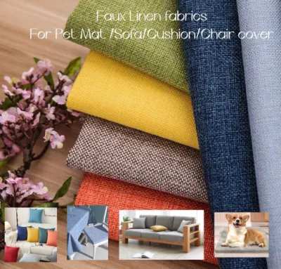 (we have some stock colors &also can be customized) China Wholesale Upholstery Faux Linen Fabric/Imitation Hemp Fabric for Cushion/Sofa/Chair Cover/Pet Mat